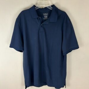 LL Bean Navy Cotton Polo Shirt Traditional Fit Size XL Tall